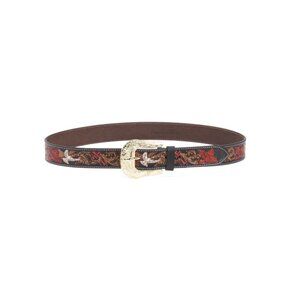 AMERICAN BISON Red Leather Floral Tooled Belt